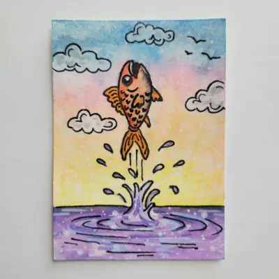 Leap of Faith aceo art card thumbnail 2