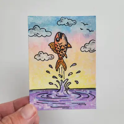 Leap of Faith aceo art card thumbnail 1