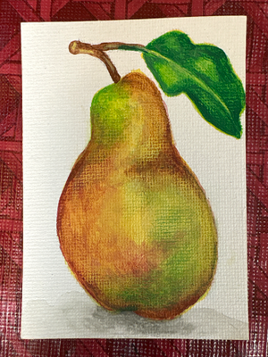 Pear aceo art card thumbnail 1