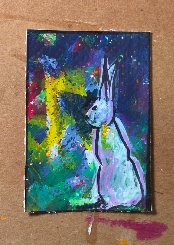 Rabbit Mixed Media (1.1) aceo art card