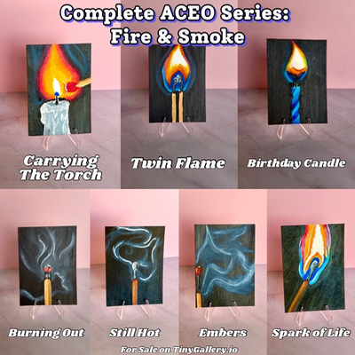 Embers- Series Fire & Smoke 6/7 aceo art card thumbnail 2