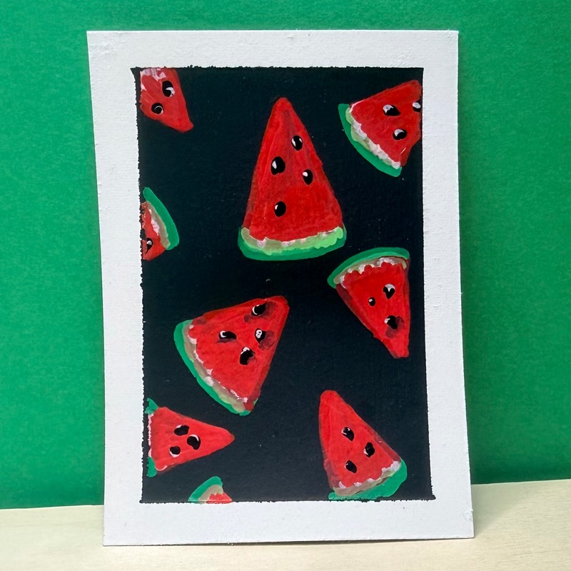Watermelon Summer aceo art card