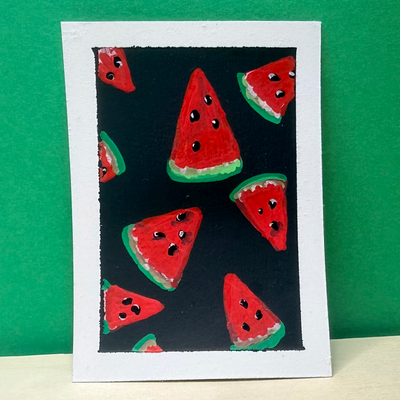 Watermelon Summer aceo art card thumbnail 1