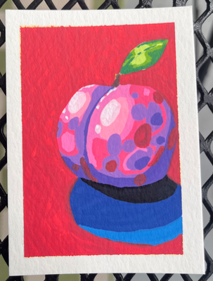 Polka Dot Plum aceo art card thumbnail 1