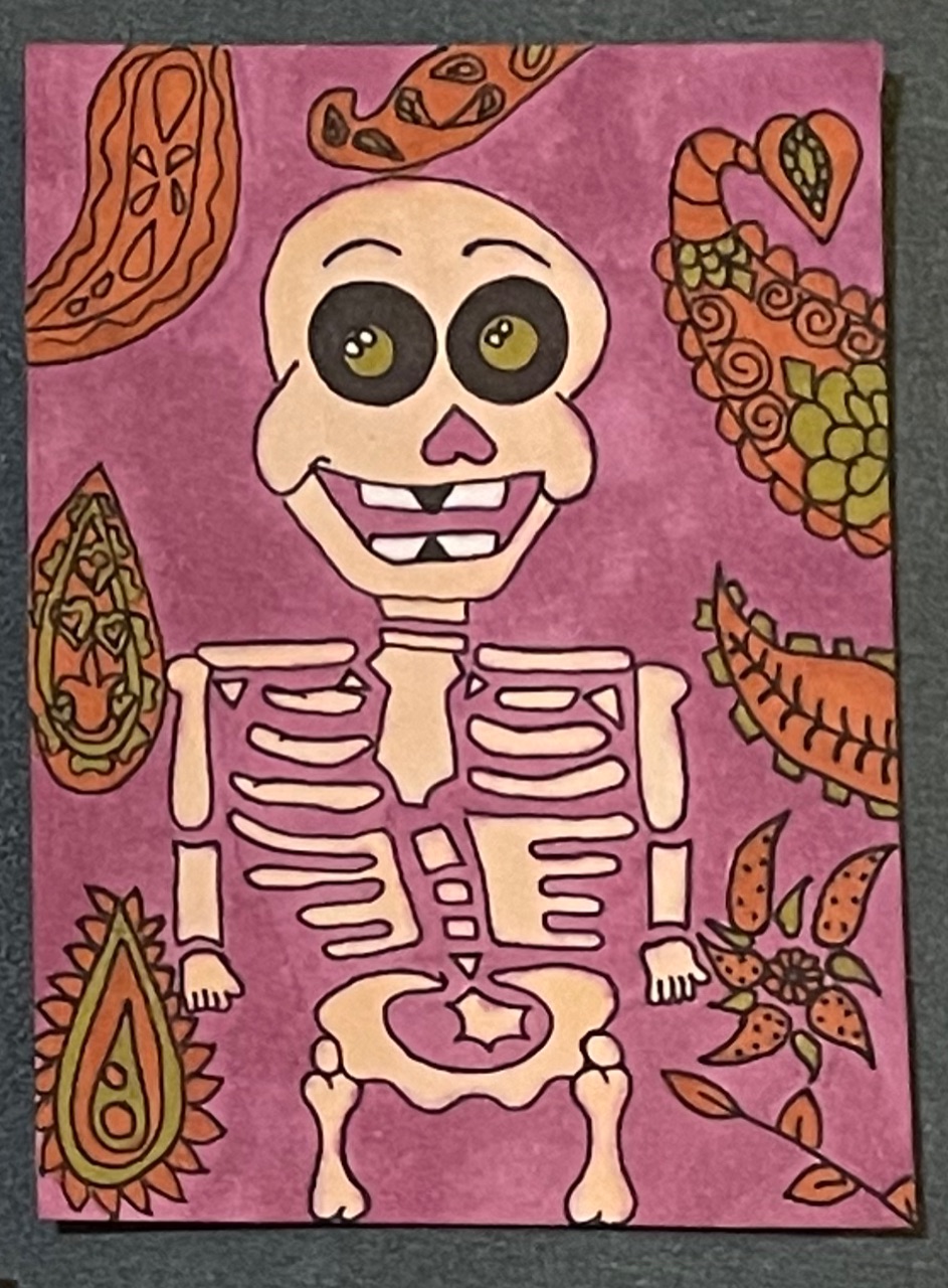 My Skeleton Friend aceo art card