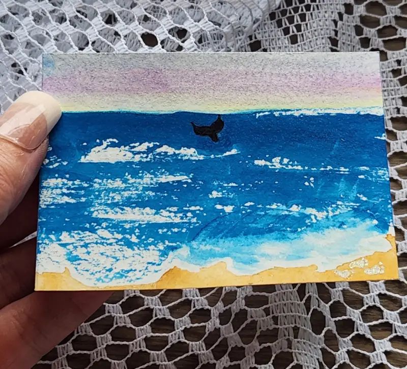 Footprints and Tailfins aceo art card