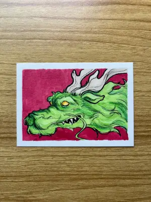 Green Dragon aceo art card thumbnail 2
