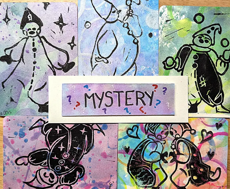 Clown Circus - Mystery Linocut Editions aceo art card