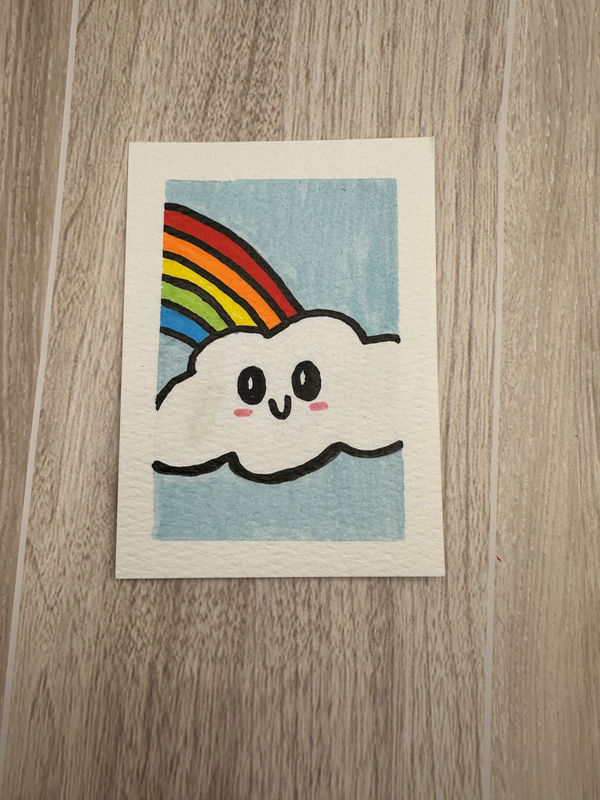 Cloudy Rainbow aceo art card