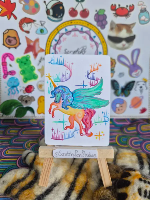 "Celestial Gallop" Fantasy, unicorn aceo art card