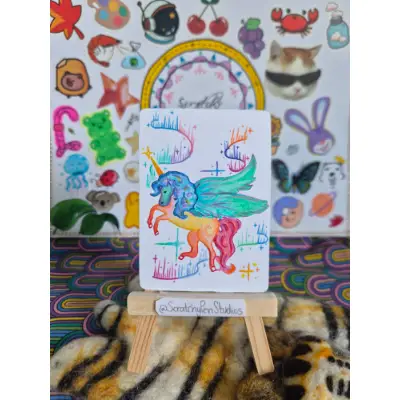 "Celestial Gallop" Fantasy, unicorn aceo art card thumbnail 1