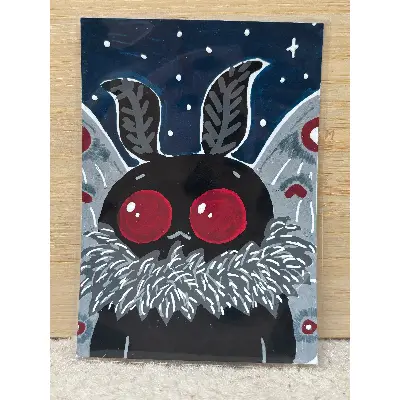 Cute Moth Man aceo art card thumbnail 1