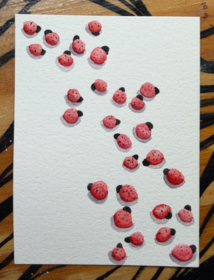 Ladybug Drift aceo art card thumbnail 2