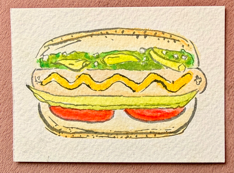 Chicago Style Dog #3 aceo art card