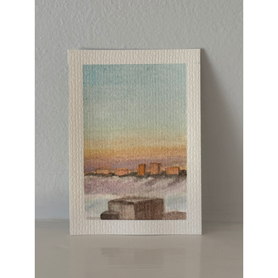 ACEO original, morning fog on the hudson aceo art card thumbnail 2