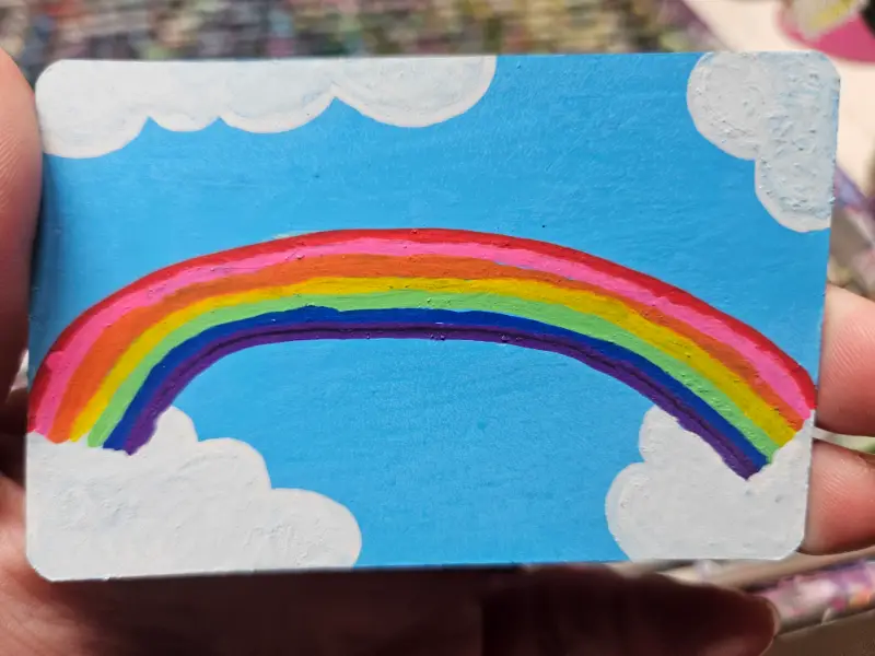 Rainbow and Clouds aceo art card
