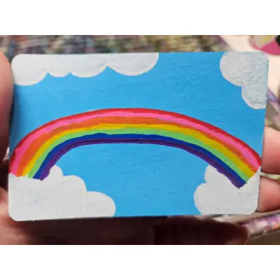 Rainbow and Clouds aceo art card thumbnail 1