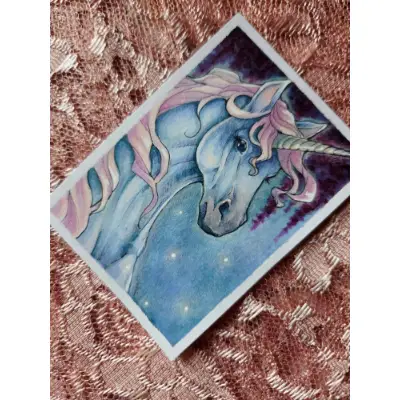 Mystical Unicorn - Original ACEO aceo art card thumbnail 2