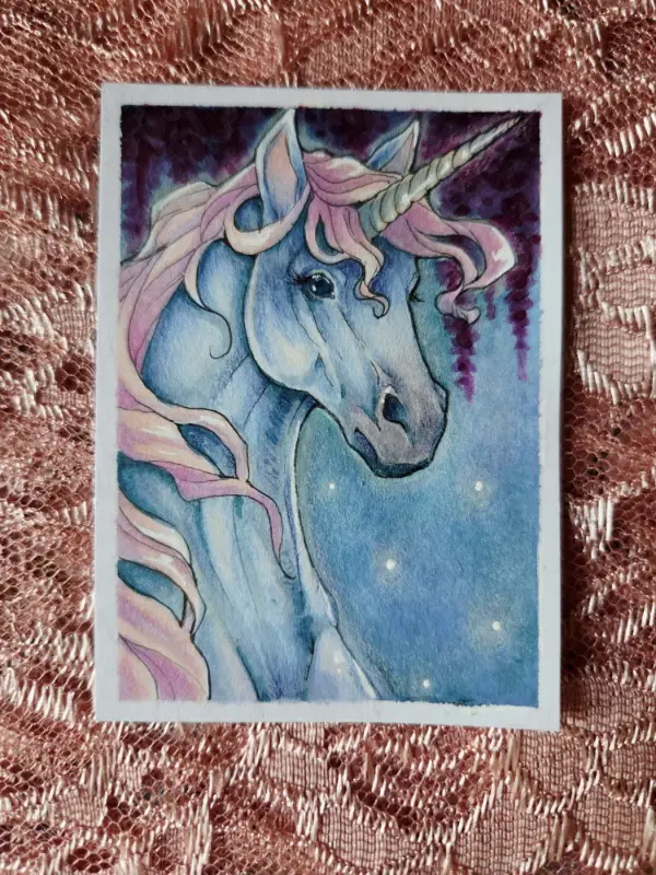 Mystical Unicorn - Original ACEO aceo art card