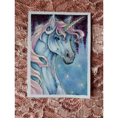 Mystical Unicorn - Original ACEO aceo art card thumbnail 1