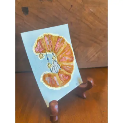 Bunny in the Croissant aceo art card thumbnail 2