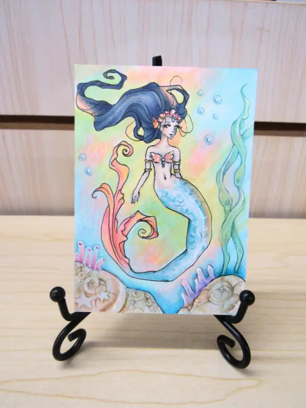 Coral Mermaid aceo art card