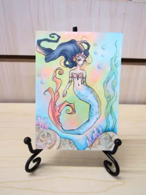 Coral Mermaid aceo art card thumbnail 1