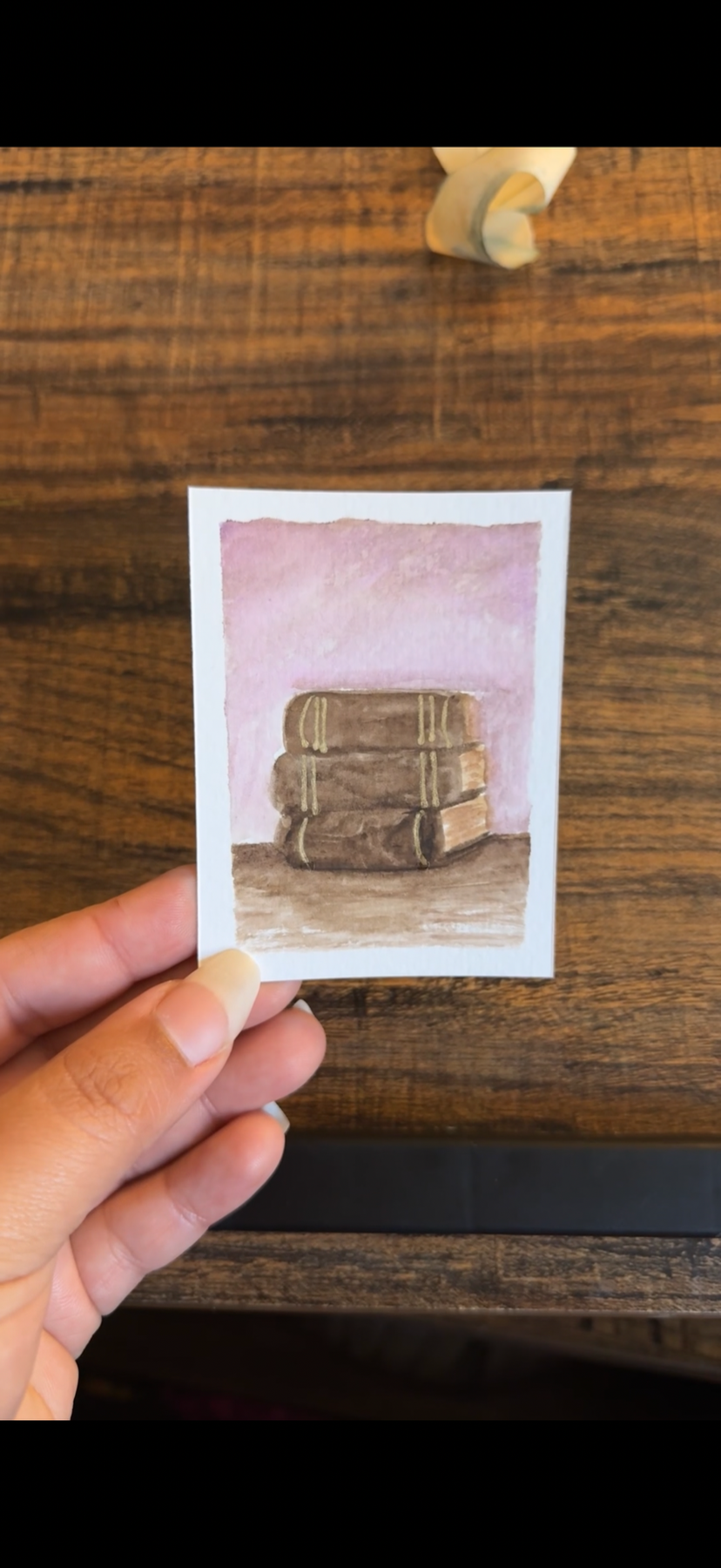 Stack of books aceo art card