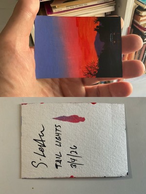 Taillights aceo art card thumbnail 2
