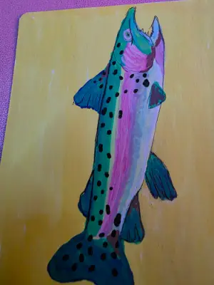 Rainbow trout ACEO freshwater fish aceo art card thumbnail 2