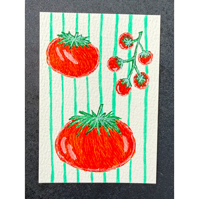 Zuma Tomatoes, ACEO Original, Gel Pens aceo art card thumbnail 1