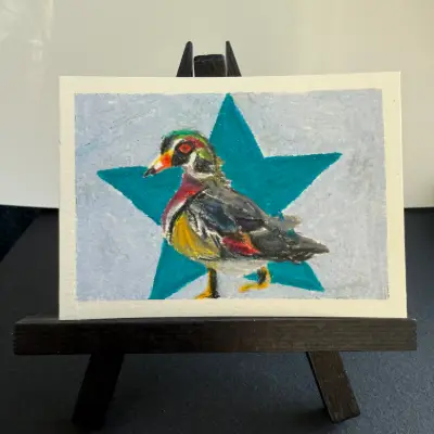 wood duck aceo art card thumbnail 1