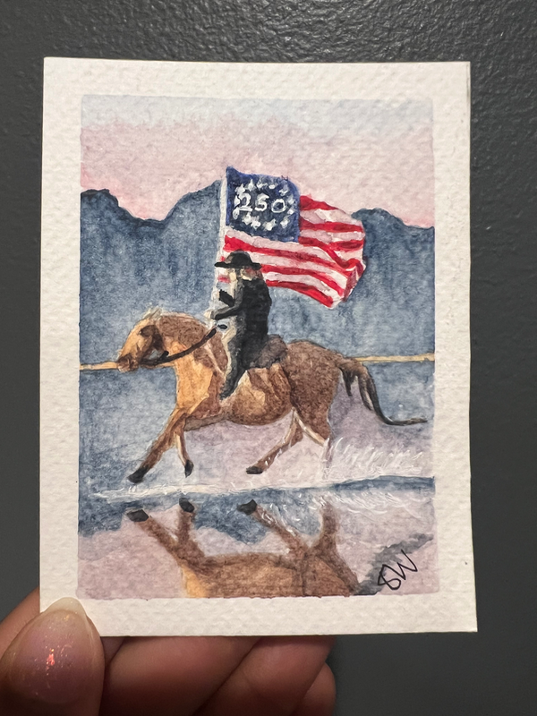ACEO Original watercolour Painting “USA 250th Anniversary” by Ebony Jasmin Warren aceo art card