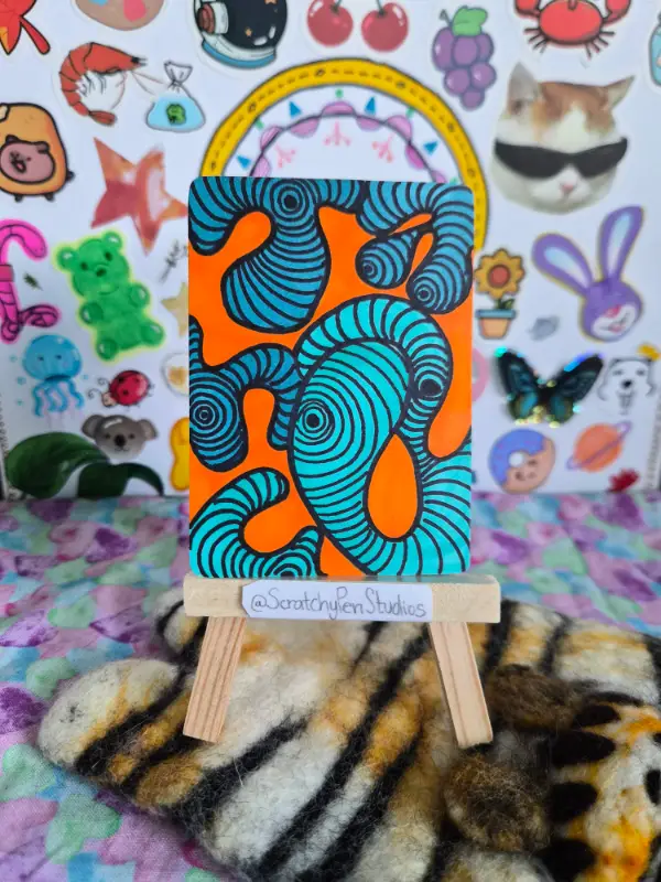 "Amoeba" Abstract aceo art card
