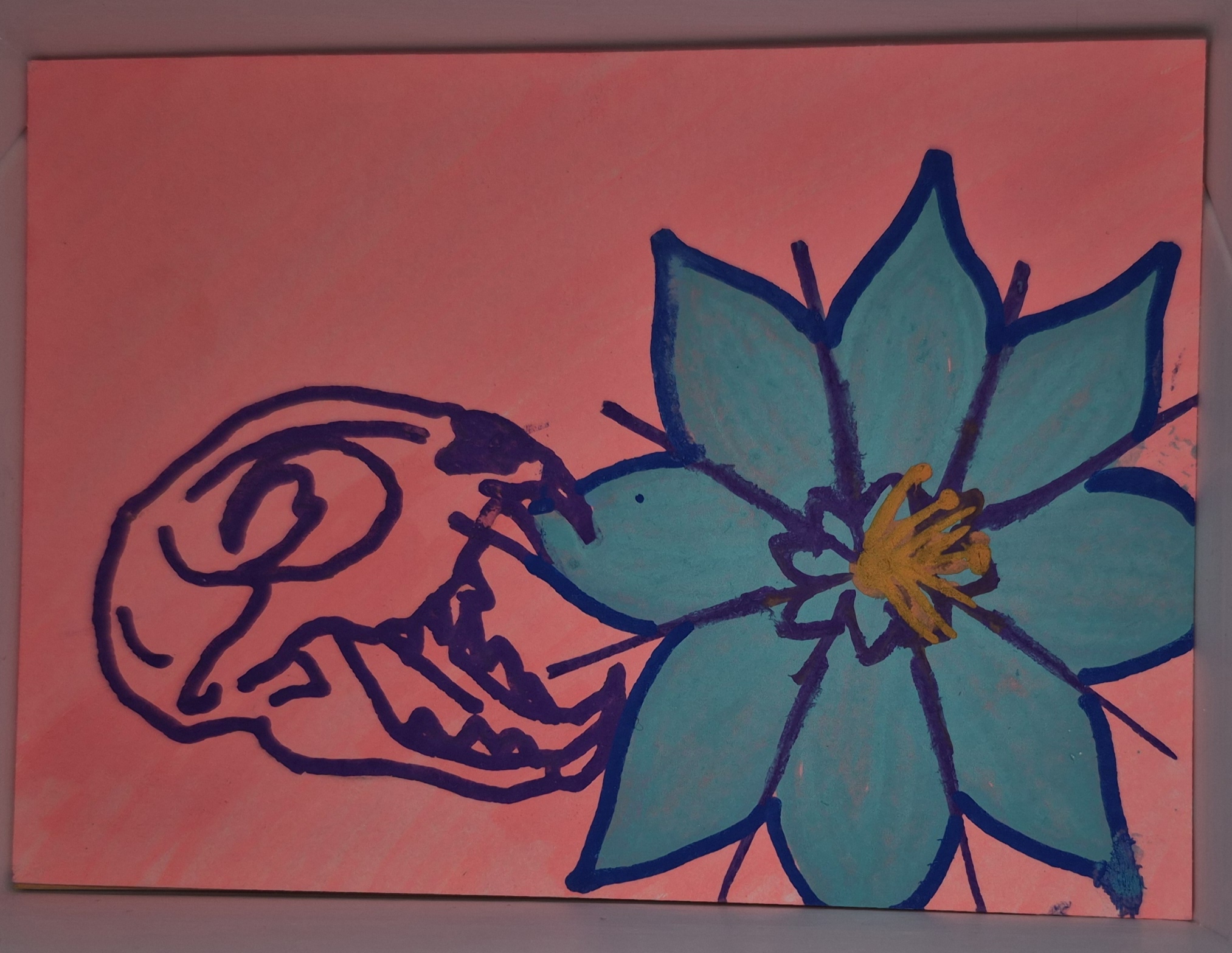 Cat Eating Flower aceo art card