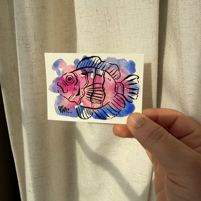 Clown Fish aceo art card thumbnail 2