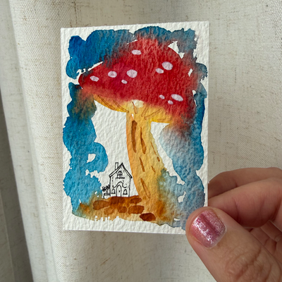 Safe From the Rain aceo art card thumbnail 2