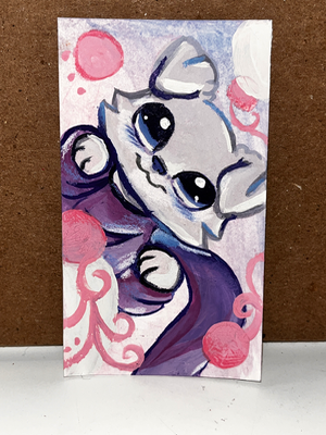LPS White Collie aceo art card thumbnail 2