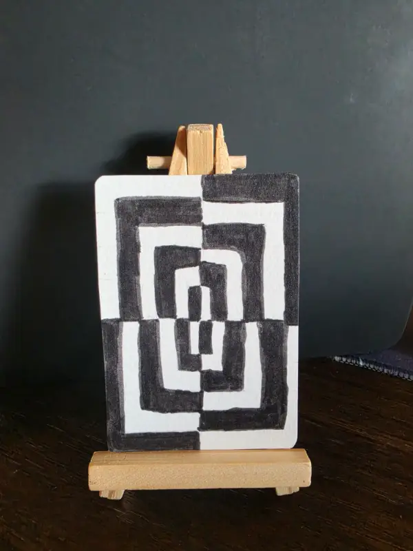 B&W Thinking aceo art card