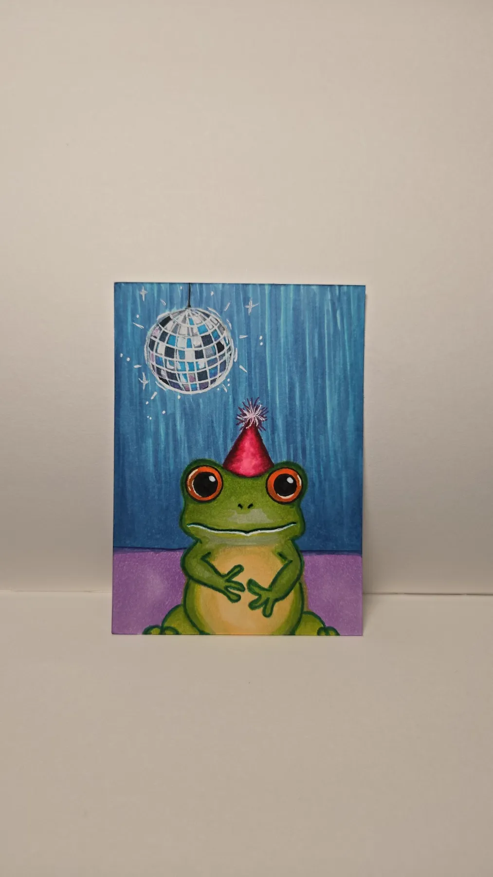 Disco Frog aceo art card