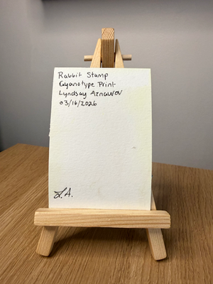 Rabbit Stamp ACEO Cyanotype Print by Lyndsay Aznaurov aceo art card thumbnail 2