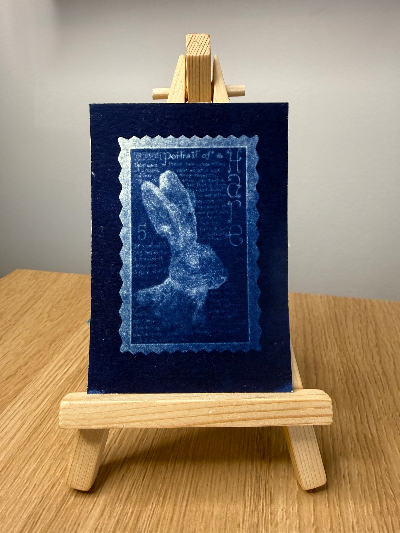 Rabbit Stamp ACEO Cyanotype Print by Lyndsay Aznaurov aceo art card