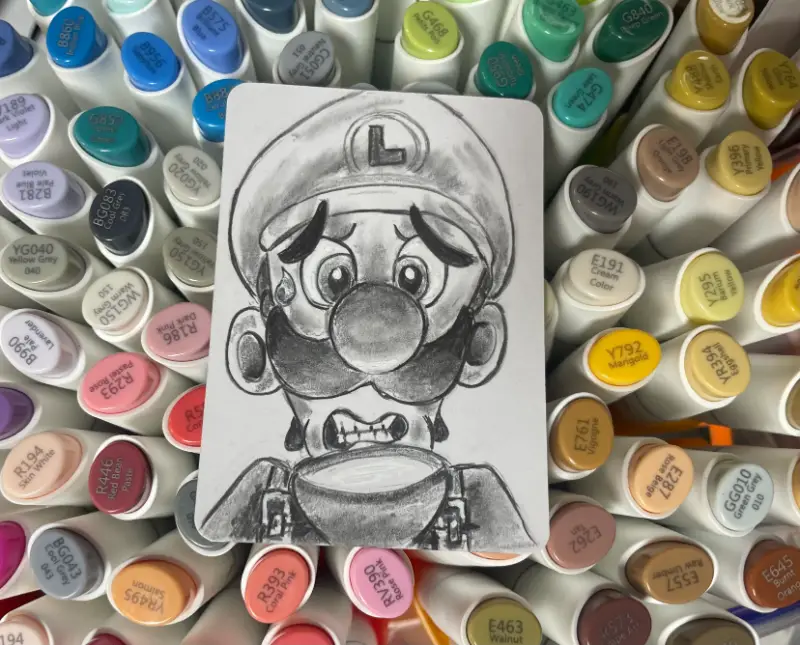 Pencil Sketch Luigi aceo art card