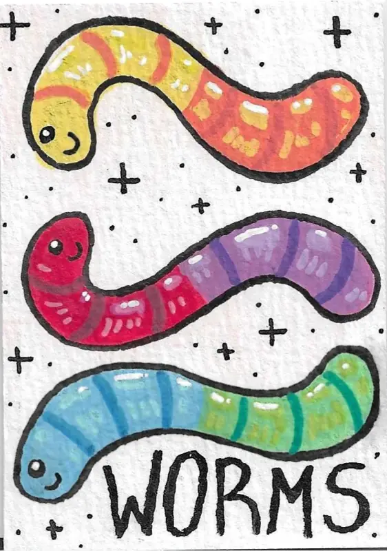 WORMS! aceo art card