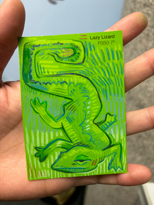 Lazy Lizard aceo art card thumbnail 2