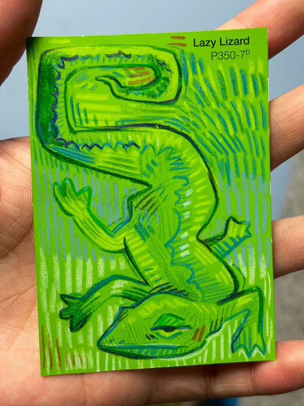 Lazy Lizard aceo art card