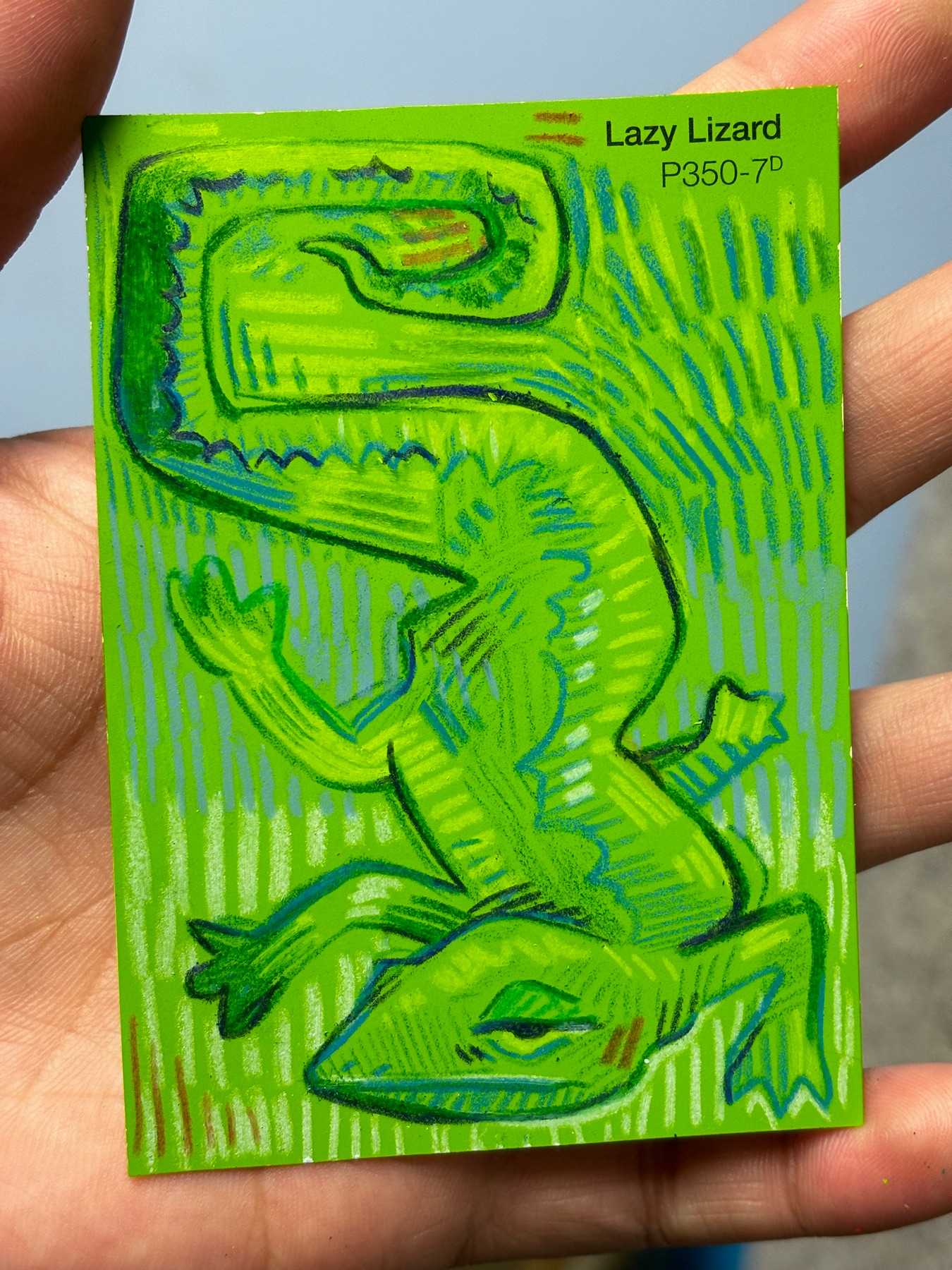 Lazy Lizard aceo art card