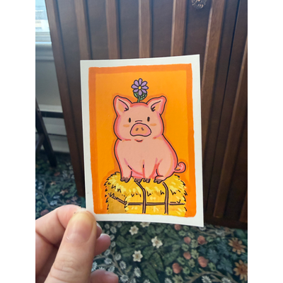 Sweet Lil’ Pig aceo art card thumbnail 4