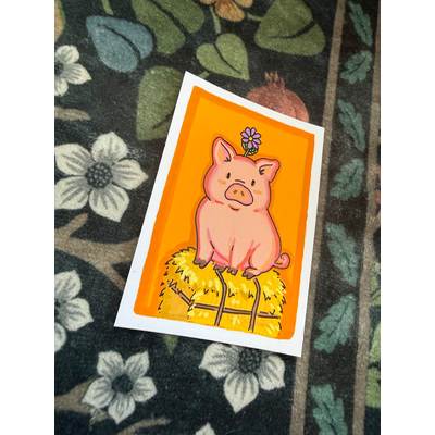Sweet Lil’ Pig aceo art card thumbnail 2