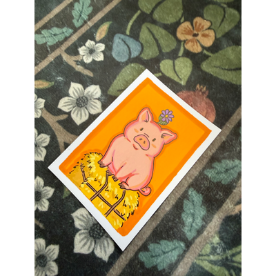 Sweet Lil’ Pig aceo art card thumbnail 3